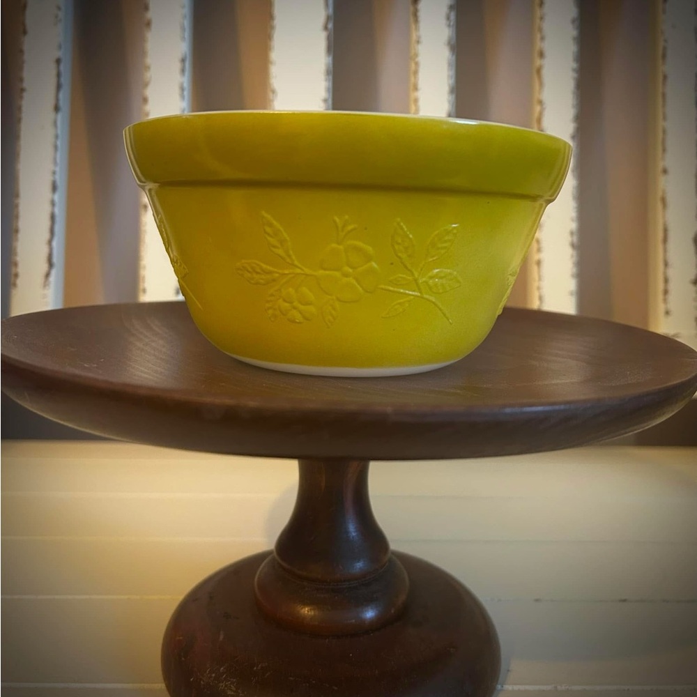 Green Floral Embossed Milk glass Bowls set of 4